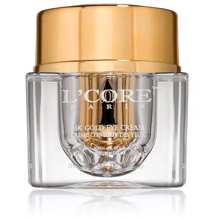 This nourishing eye cream blends antioxidants, organic ingredients, and 24K Gold to deeply hydrate and protect the delicate eye area. It reduces puffiness and diminishes fine lines and wrinkles, promoting younger-looking eyes. Apply a small amount around the eye area and gently pat until absorbed, AM/PM.