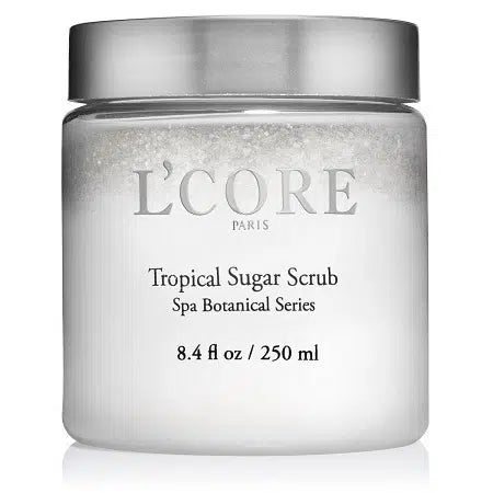 Indulge in **L’Core Paris’ Tropical Sugar Scrub**, made with natural sugar crystals and humectants to lock in moisture and prevent dryness. Infused with Aloe Vera and antioxidants, it exfoliates dead skin and protects against free radical damage, leaving your skin smooth, polished, and nourished. Suitable for all skin types.